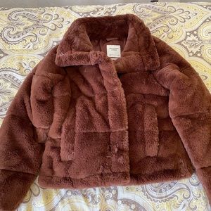 abercrombie & fitch chocolate brown mini puffer